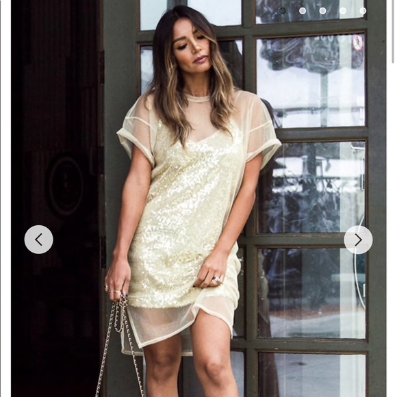 Gold Sequin Mesh Dress New! - Picture 4 of 7